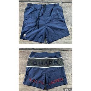 Vintage Chaps Ralph Lauren Swim Trunks Mens Lg Blue White Mesh Lined